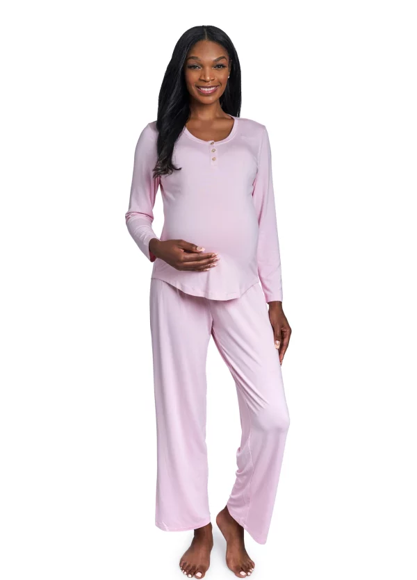 Everly Grey Laina Jersey Long Sleeve Maternity/Nursing Pajamas - leurr