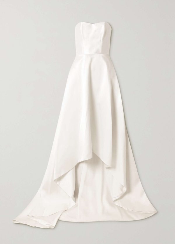 HALFPENNY LONDON Jackson strapless asymmetric duchesse-satin gown