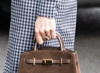 Kate Middleton Crowns Winter’s Suede Bag Trend Image may contain Accessories Bag Handbag and Purse